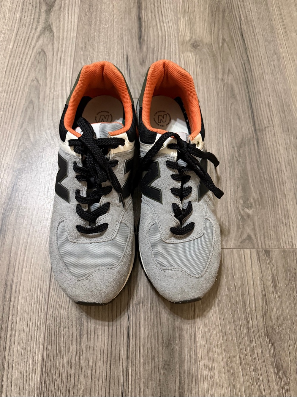 New Balance Gray and Black Sneakers with Orange Interior